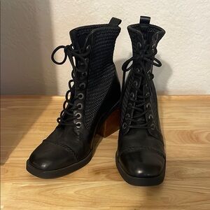 Kelsi Dagger Brooklyn Weave Leather StrapLace Up Boots